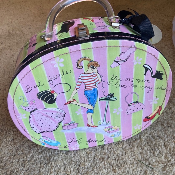 VINTAGE 2003 LADY JAYNE GLAMOUR GIRLS PINK STACKING SUITCASE HINGED w HANDLE EUC - Picture 7 of 13